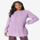 Pointelle Yoke Crewneck Sweater image number null