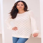 Rhinestone Pointelle Knit Sweater image number null