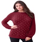 Rhinestone Pointelle Knit Sweater image number 1