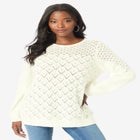 Rhinestone Pointelle Knit Sweater image number null