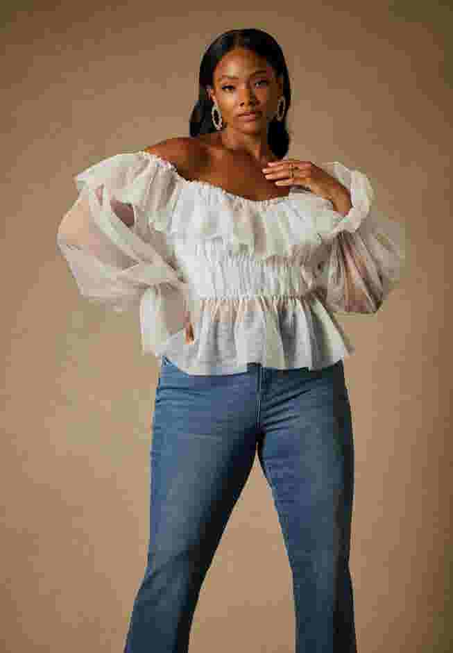 Bridal by ELOQUII Tulle Pleated Top image number 2