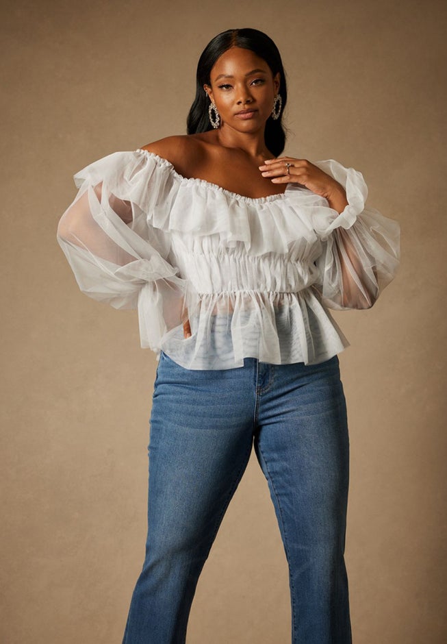 Bridal by ELOQUII Tulle Pleated Top image number null