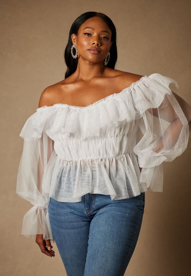 Bridal by ELOQUII Tulle Pleated Top image number null