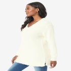 Eyelash V Neck Sweater image number null