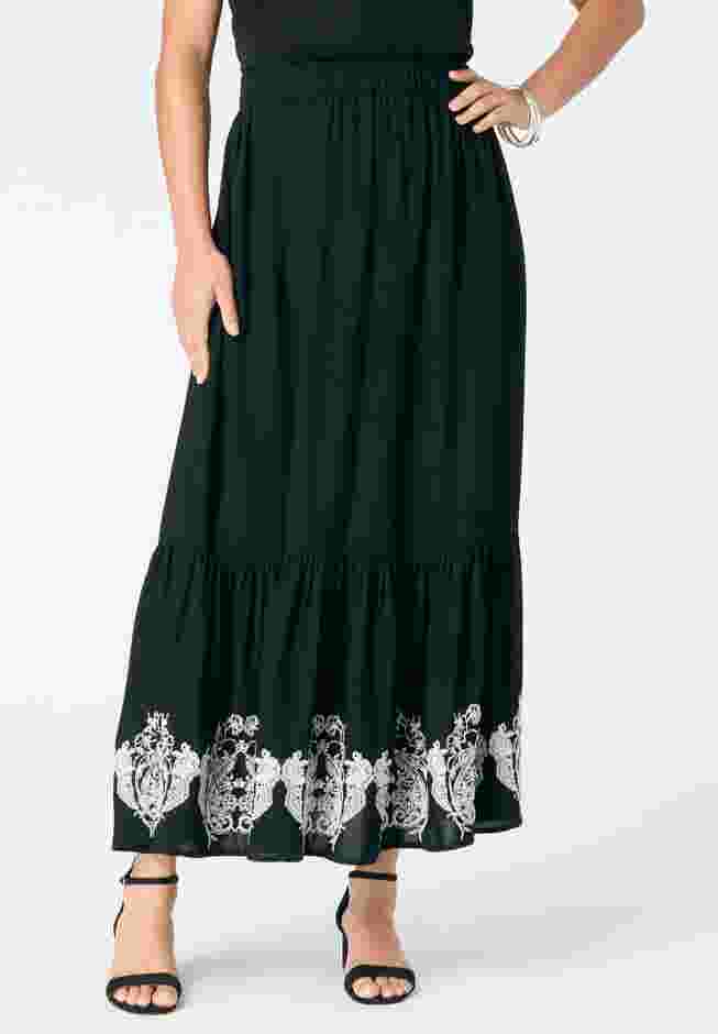 Plus Size Lace-Trim Pull-On Skirt image number 1