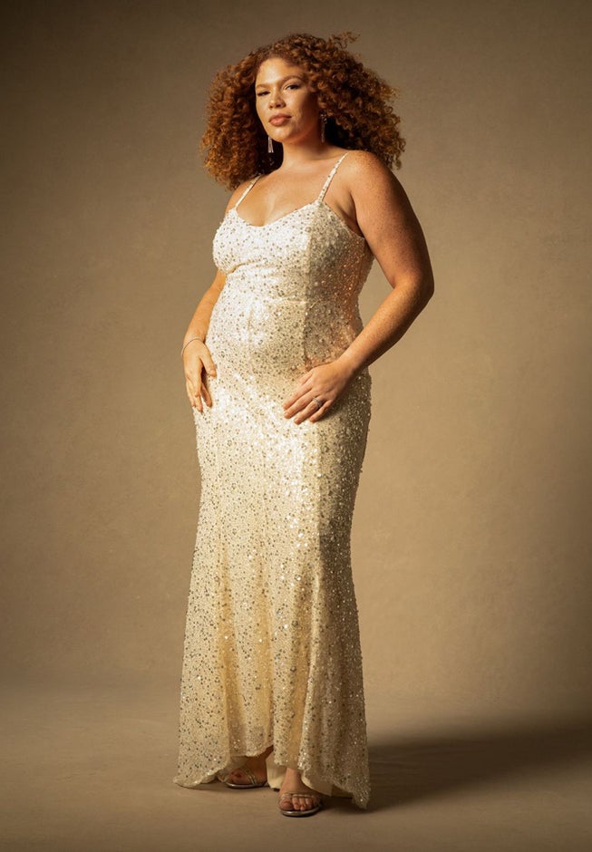 Bridal by ELOQUII Draped Sequin Gown image number null