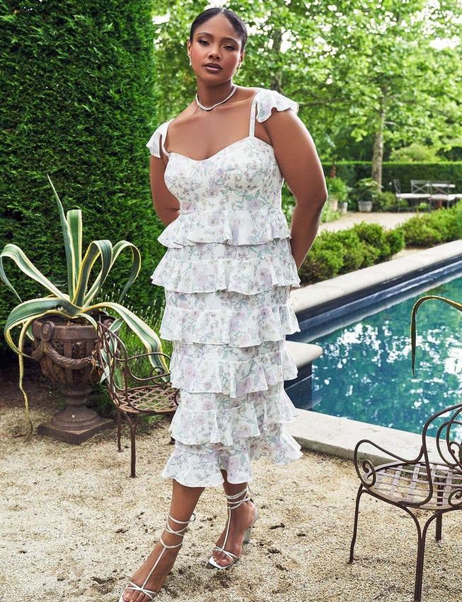 Bridal by ELOQUII Corseted Tiered Dress image number null