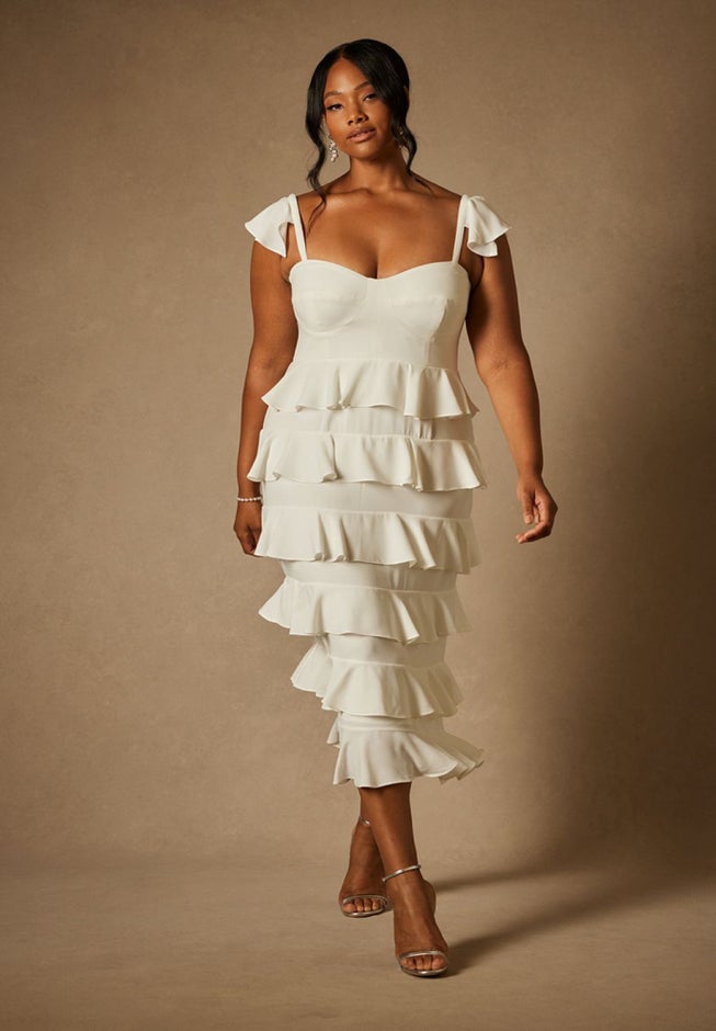 Bridal by ELOQUII Corseted Tiered Dress image number null