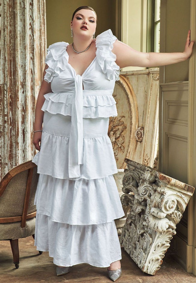 Bridal by ELOQUII Tiered Ruffle Dress image number null