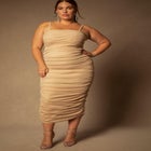 Bridal by ELOQUII Ruched Tea Length Dress image number null