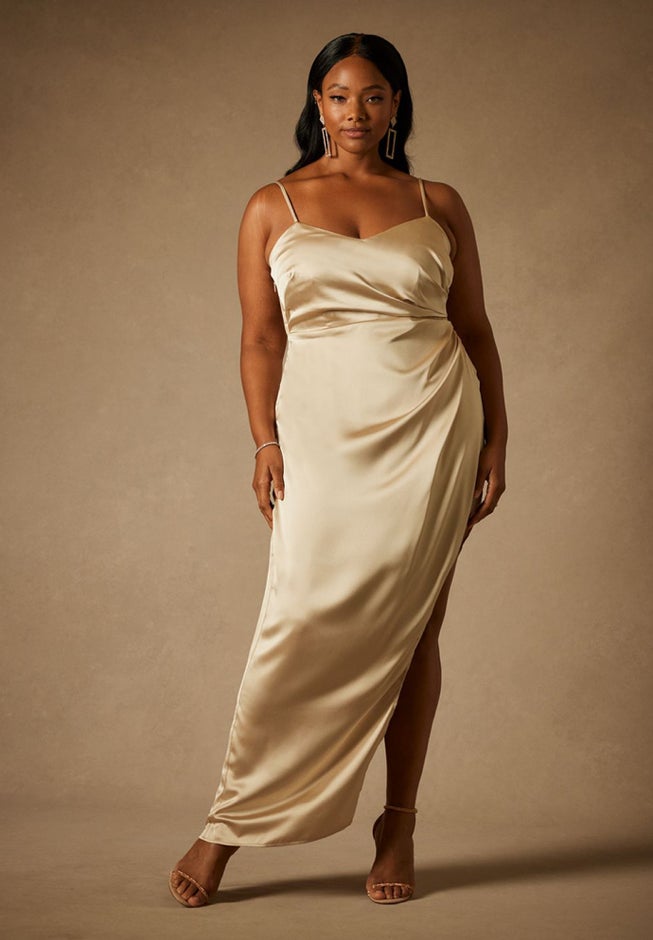 Bridal by ELOQUII High Slit Slip Dress image number 0