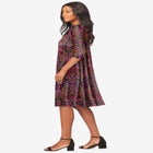 Plus Size 3/4 Sleeve Boatneck Swing Dress image number null