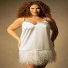 Bridal by ELOQUII Feather Hem Slip Dress image number null