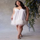 Bridal by ELOQUII Feather Hem Slip Dress image number null