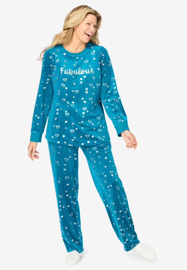 Dreams & Co. ® Velour Pajama with FREE Fuzzy Socks image number 0