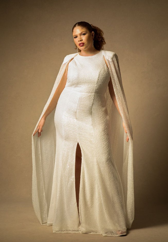 Bridal by ELOQUII Embellished Cape Gown image number null