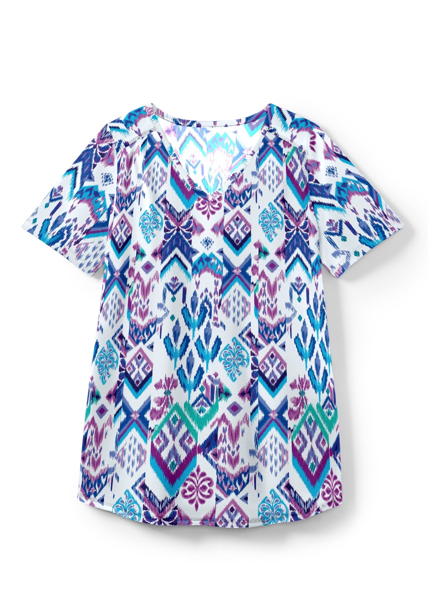 Short-Sleeve V-Neck Shirred Tee image number 13