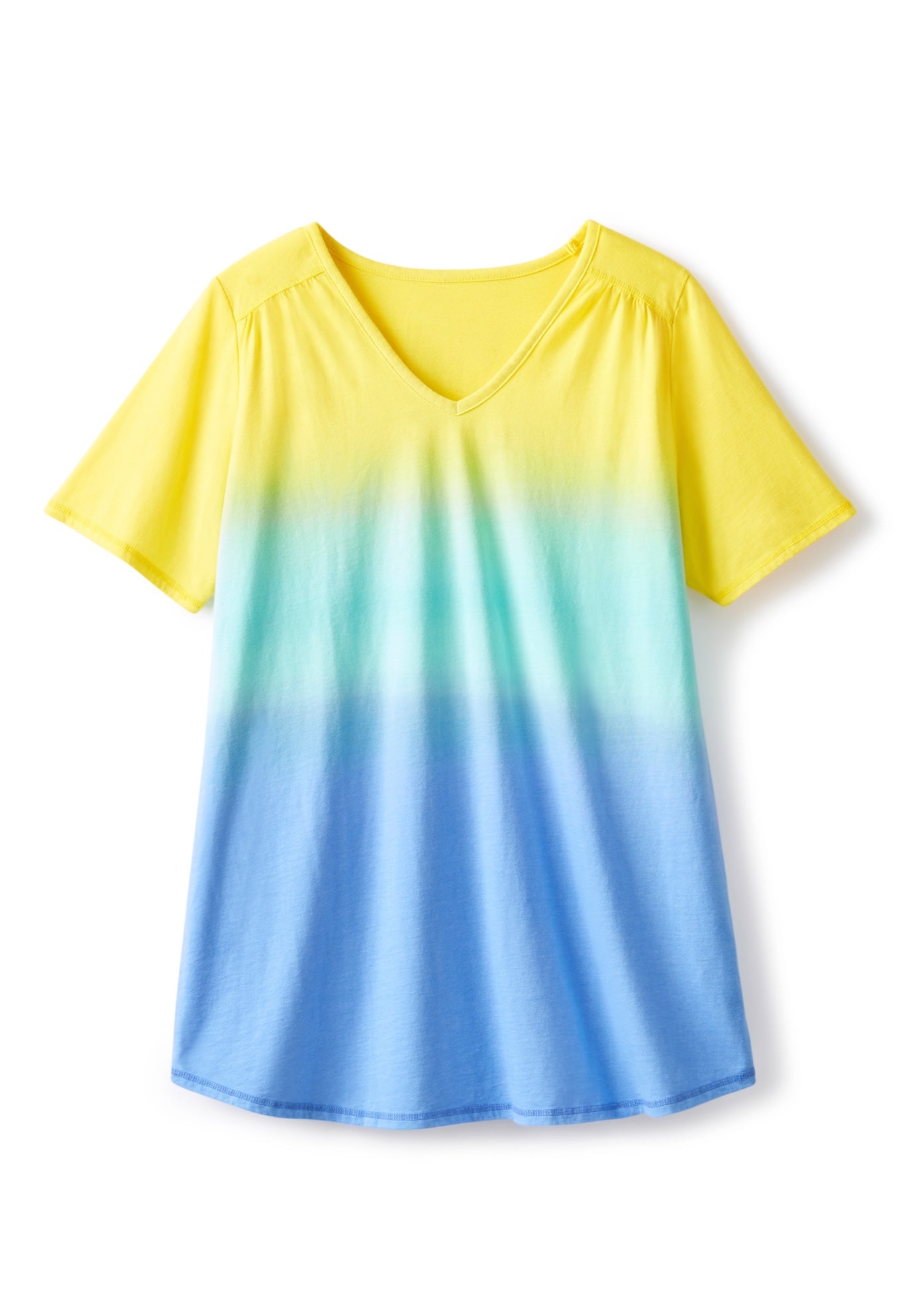 Short-Sleeve V-Neck Shirred Tee image number 4