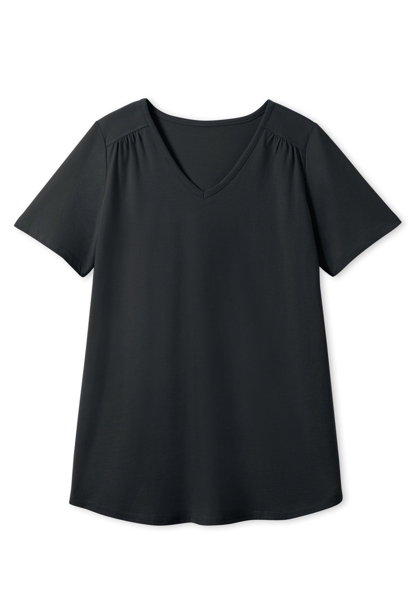 Short-Sleeve V-Neck Shirred Tee image number 3