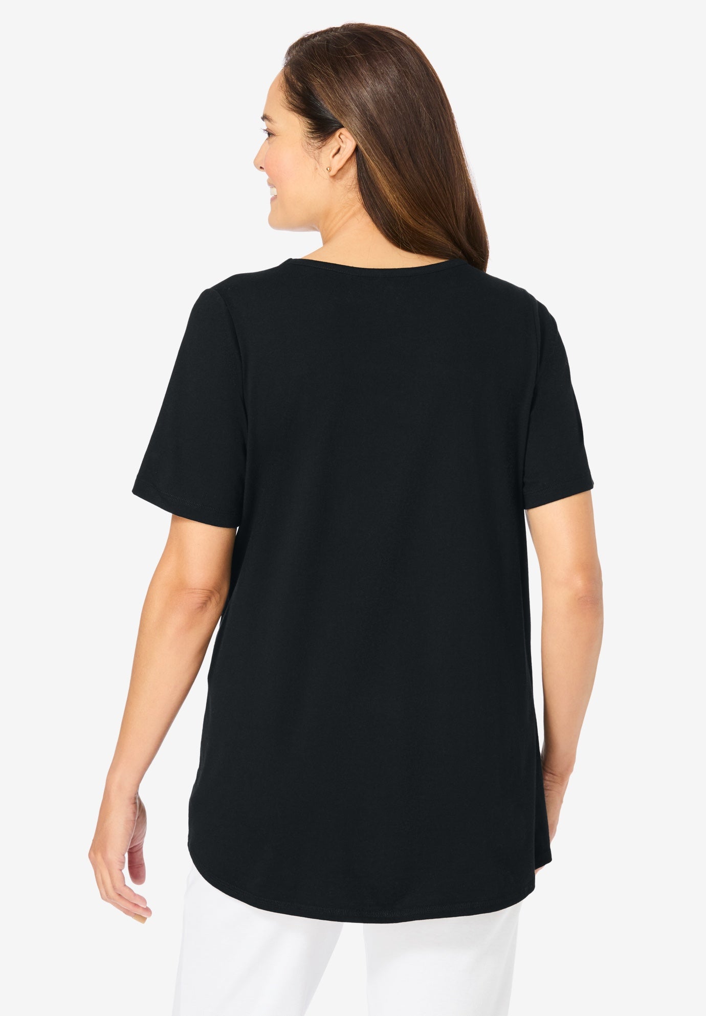 Short-Sleeve V-Neck Shirred Tee image number 1