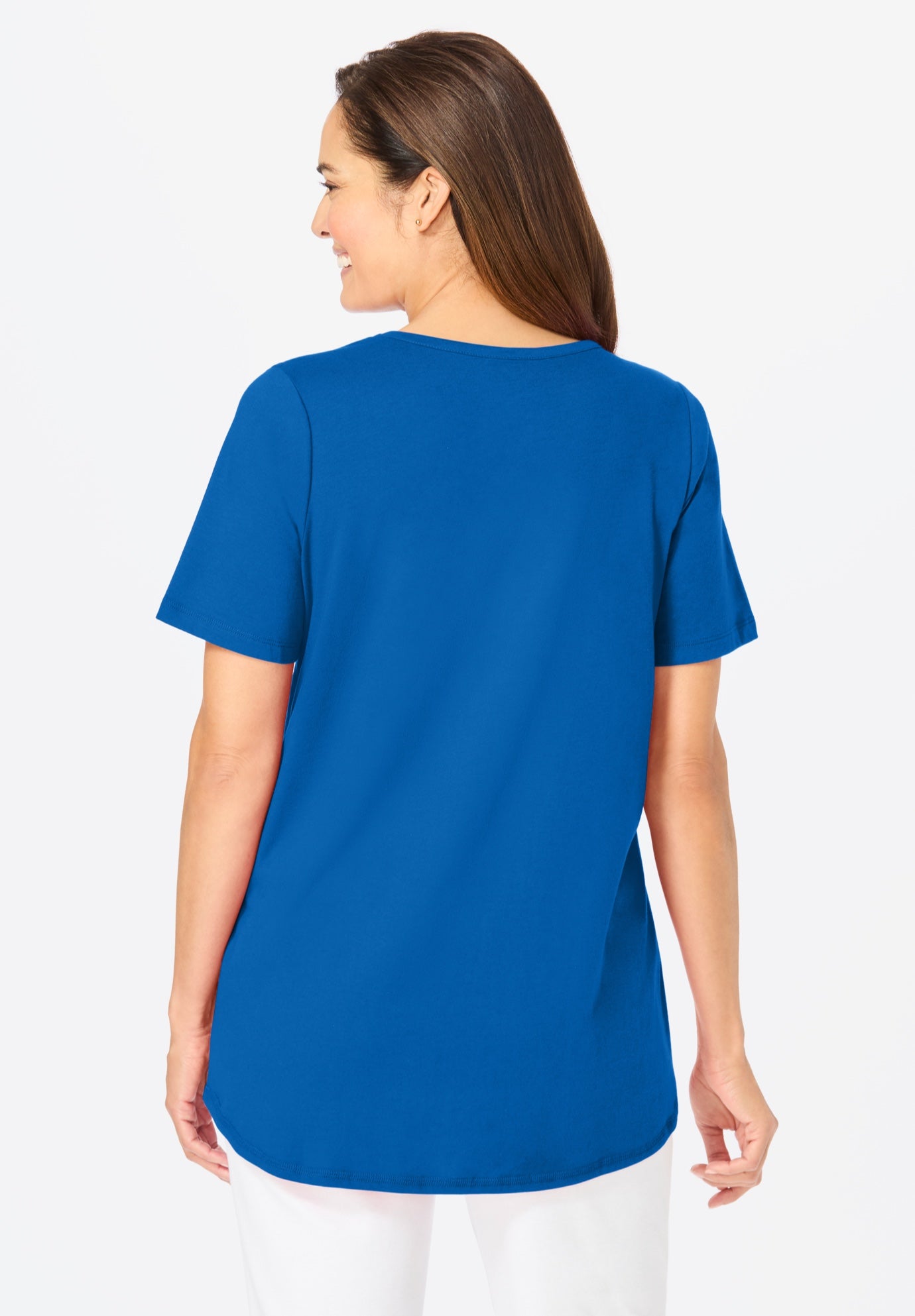 Short-Sleeve V-Neck Shirred Tee image number 1