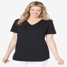 Short-Sleeve V-Neck Shirred Tee image number null