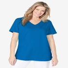 Short-Sleeve V-Neck Shirred Tee image number null