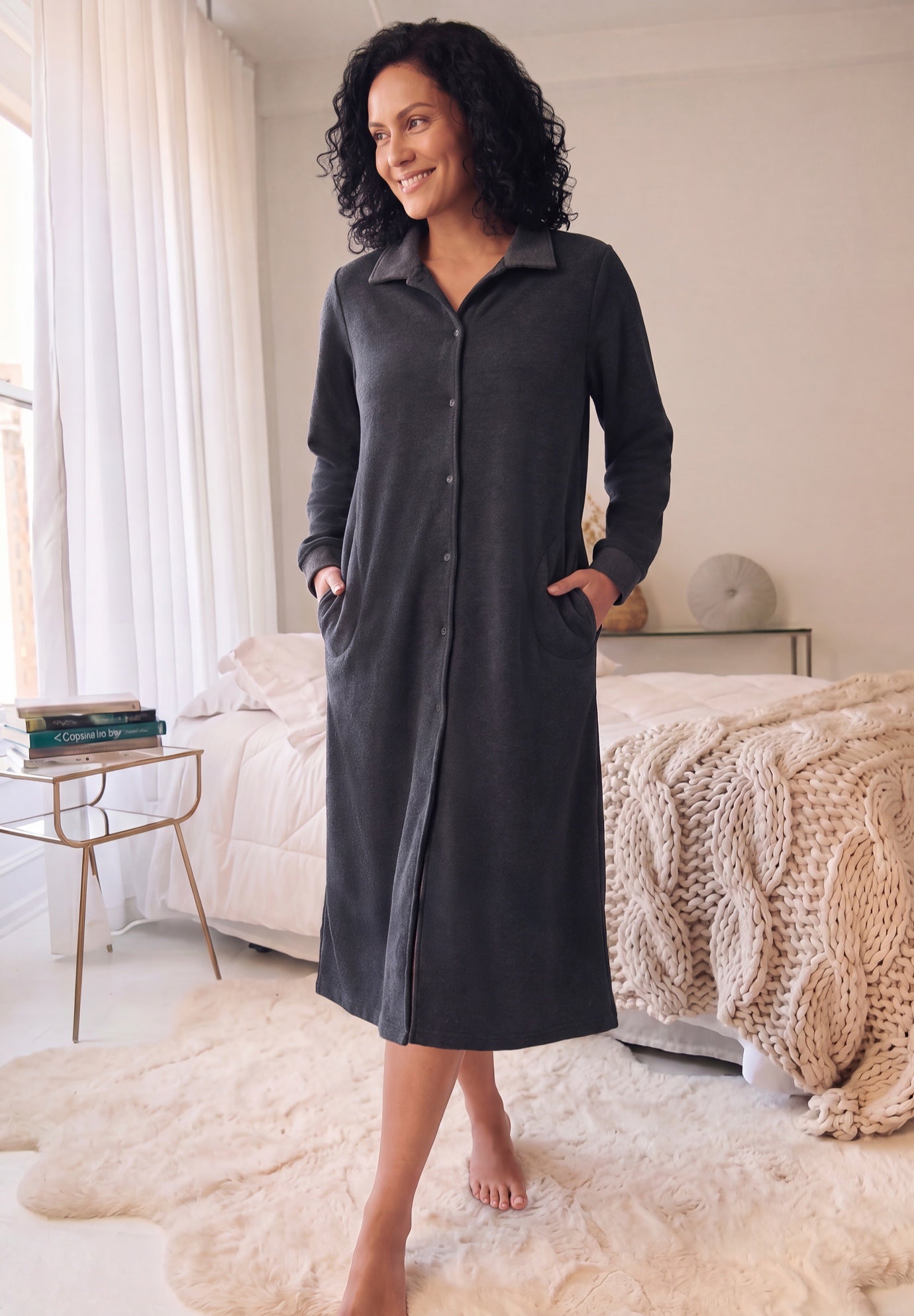 Only Necessities&reg; Fleece Snap-Front Robe image number 0