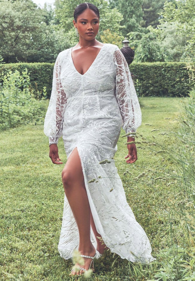 Bridal by ELOQUII Mesh Applique Gown image number 3