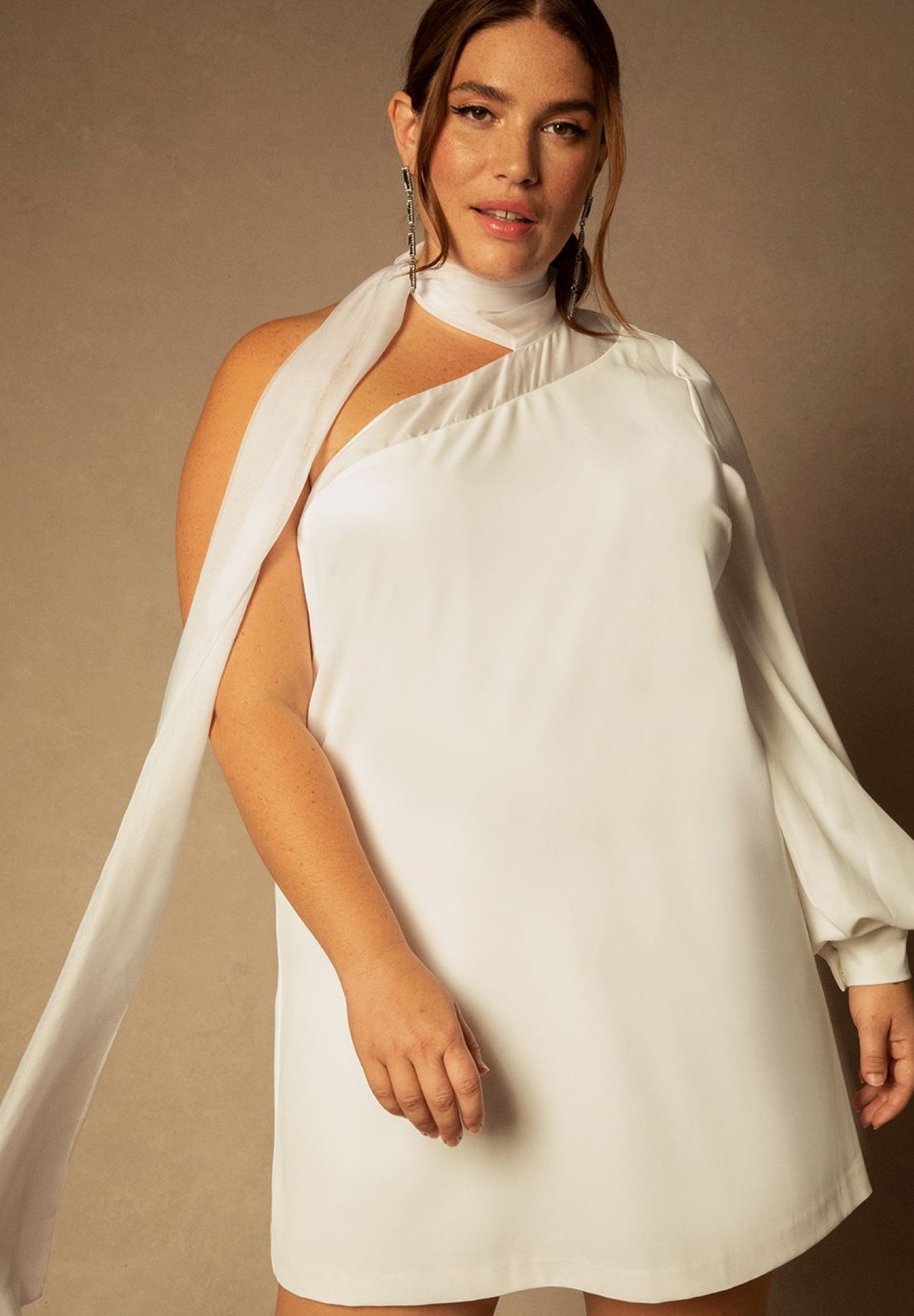 Bridal by ELOQUII One Shoulder Mini Dress image number 1