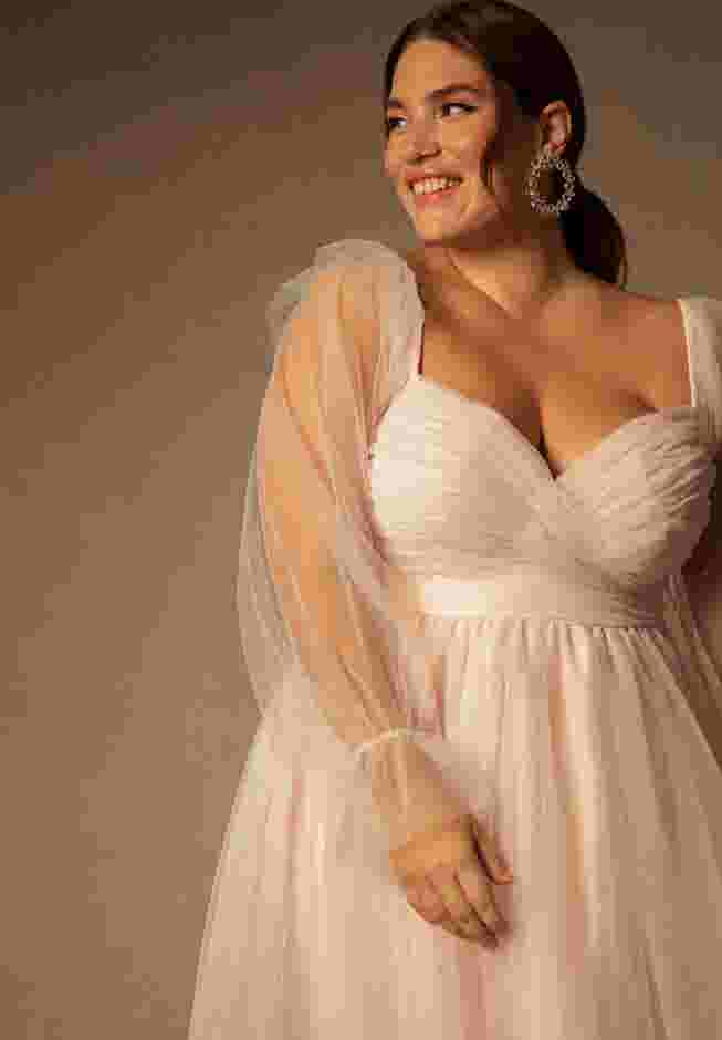 Bridal by ELOQUII Off The Shoulder Empire Mini Dress image number 1