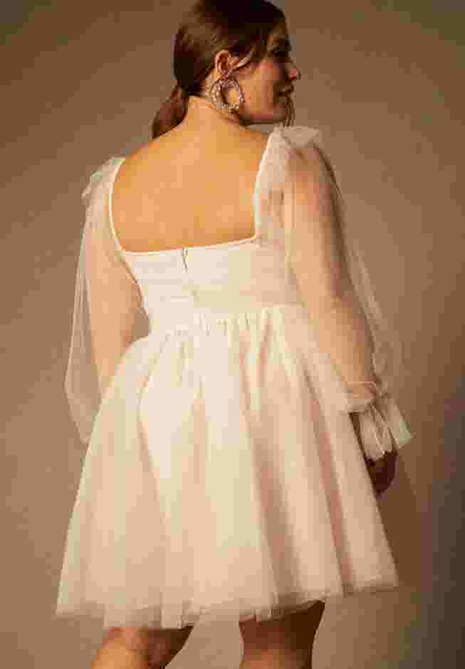 Bridal by ELOQUII Off The Shoulder Empire Mini Dress image number 2