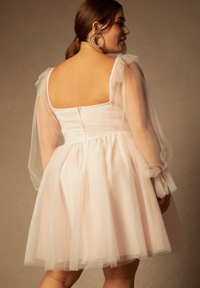 Bridal by ELOQUII Off The Shoulder Empire Mini Dress image number null