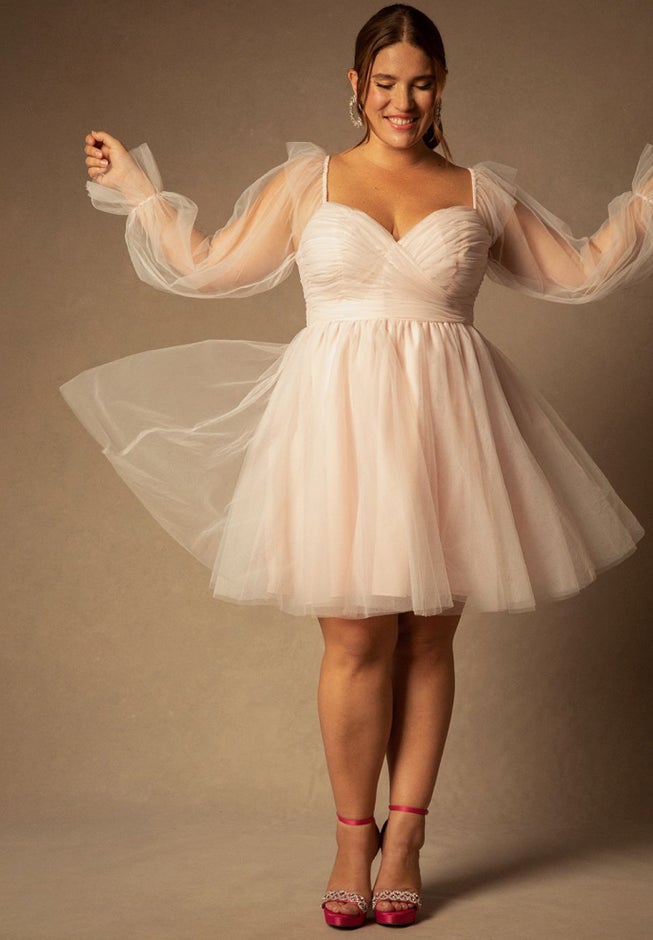 Bridal by ELOQUII Off The Shoulder Empire Mini Dress image number null