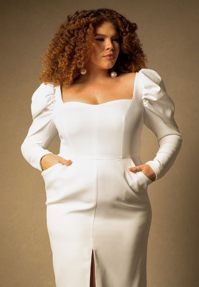 Bridal by ELOQUII Dramatic Sleeve Dress image number null