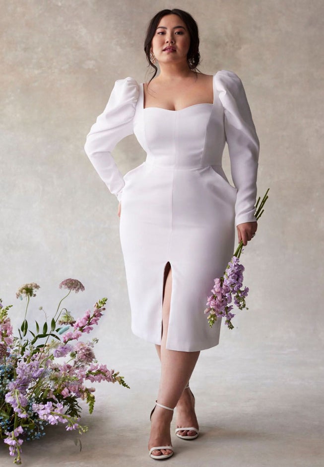 Bridal by ELOQUII Dramatic Sleeve Dress image number null