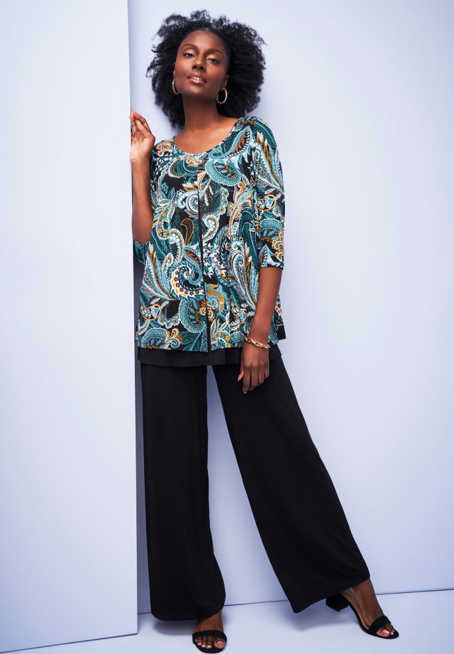 Crew Neck Double Layered Tunic image number 4