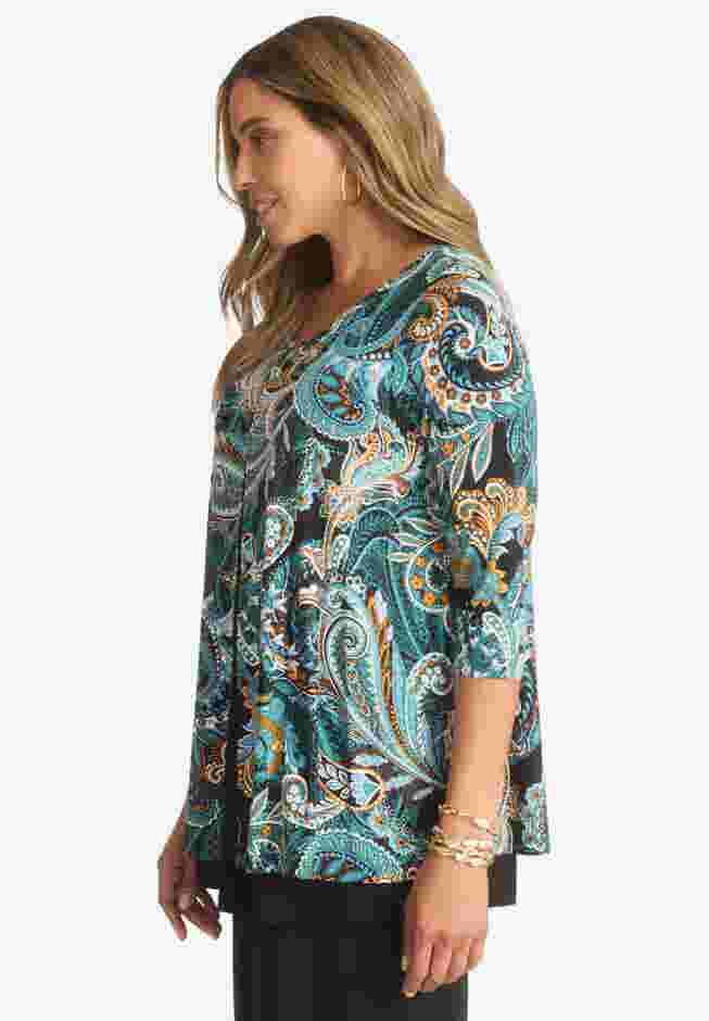 Crew Neck Double Layered Tunic image number 2