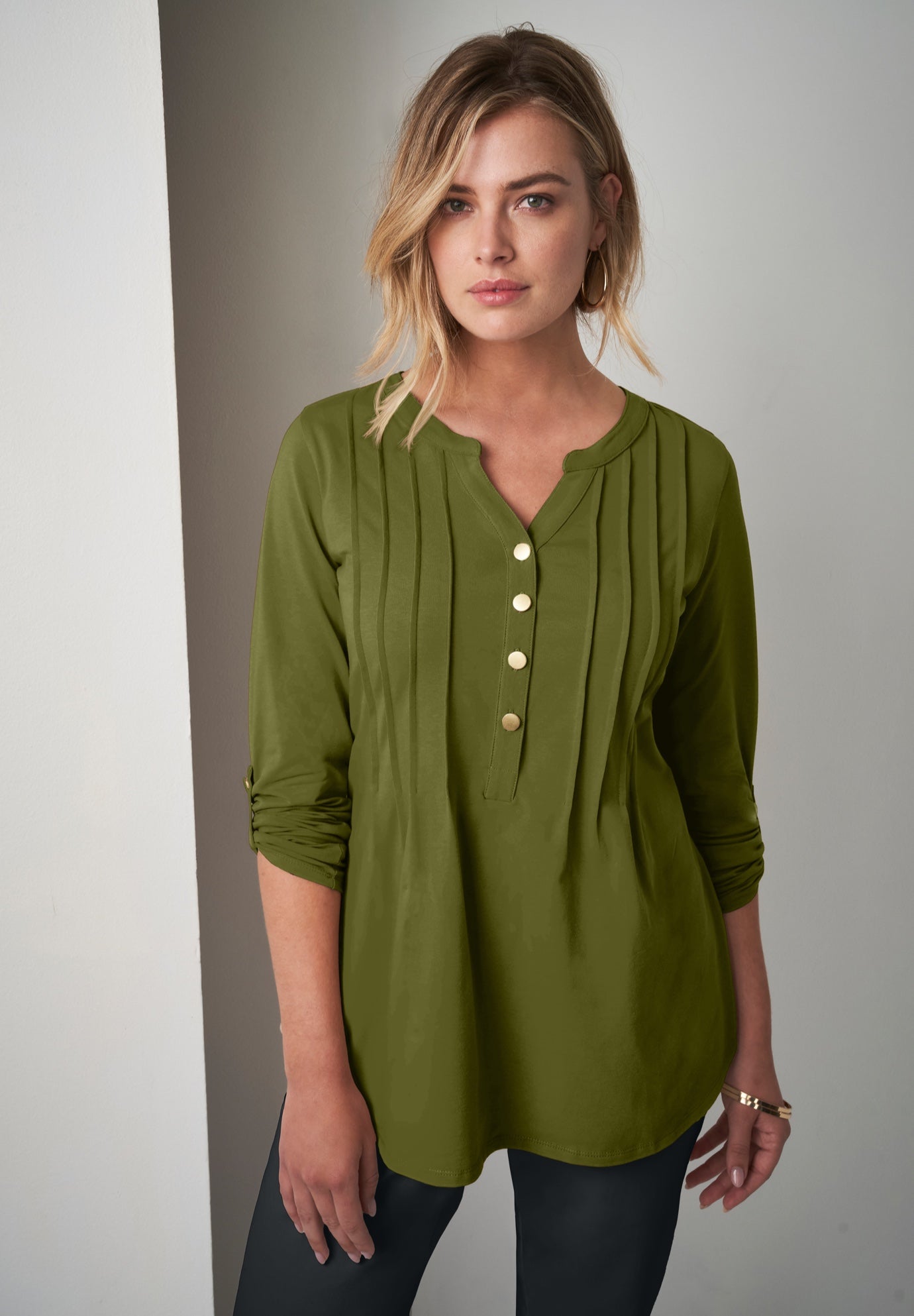 Stretch Pleated Tunic image number 0