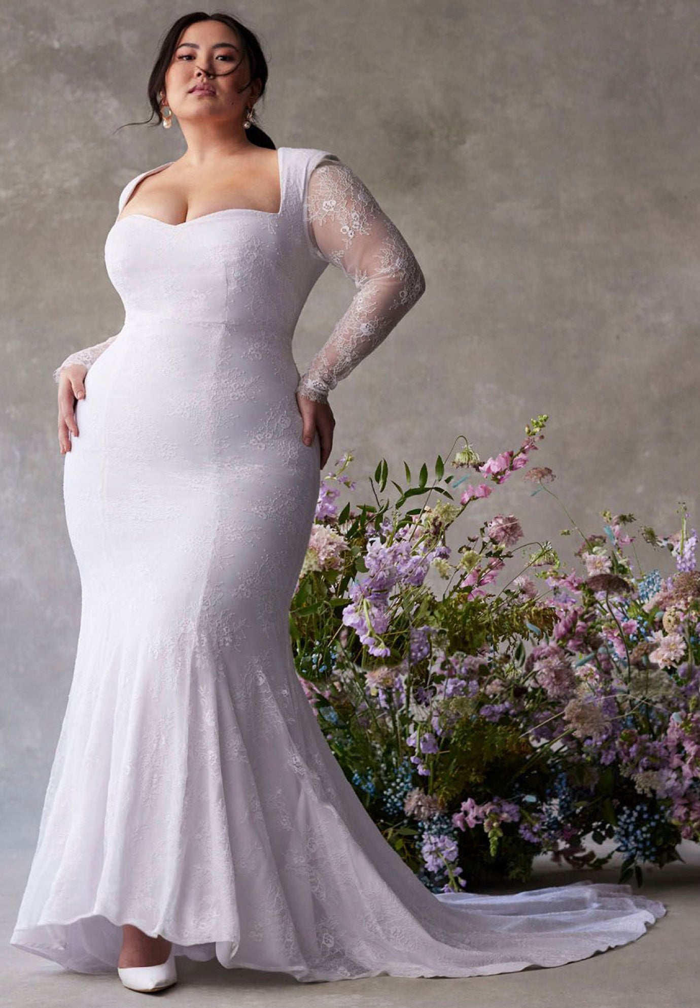 Bridal by ELOQUII Strong Shoulder Lace Gown image number 3