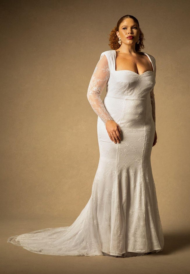 Bridal by ELOQUII Strong Shoulder Lace Gown image number 0