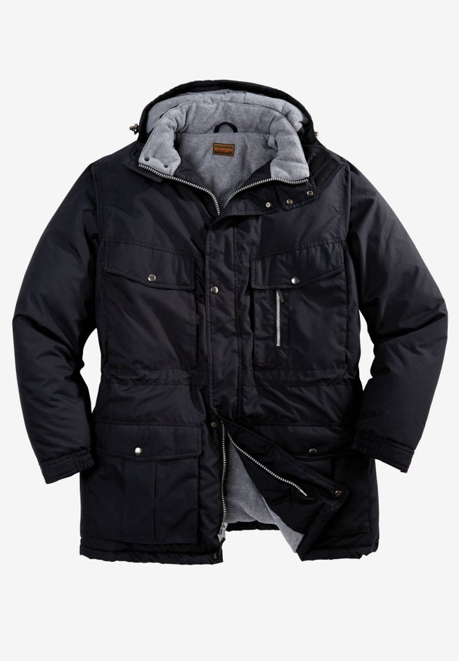 Fleece-Lined Parka with Detachable Hood and 6 Pockets image number 0