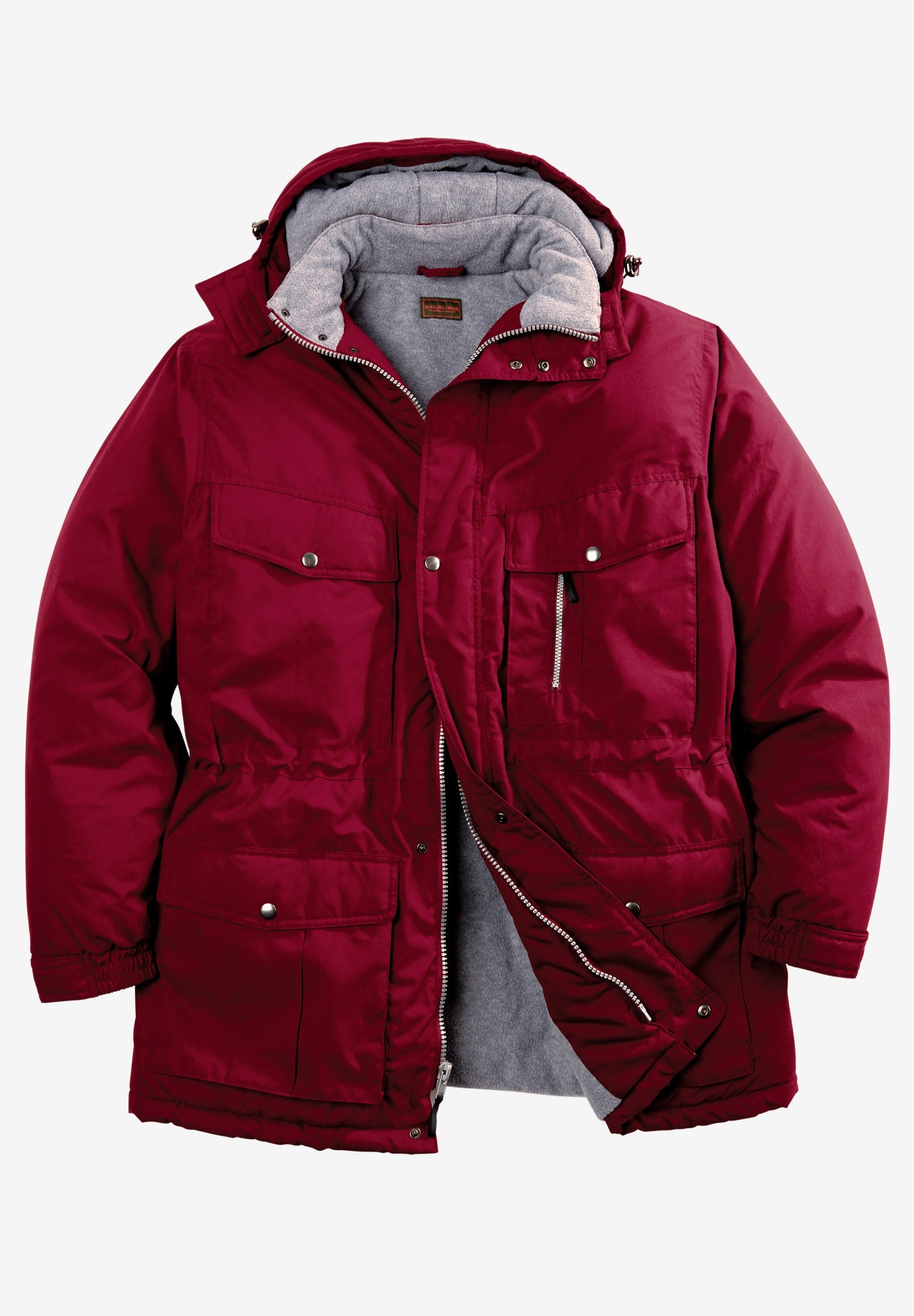 Fleece-Lined Parka with Detachable Hood and 6 Pockets image number 0