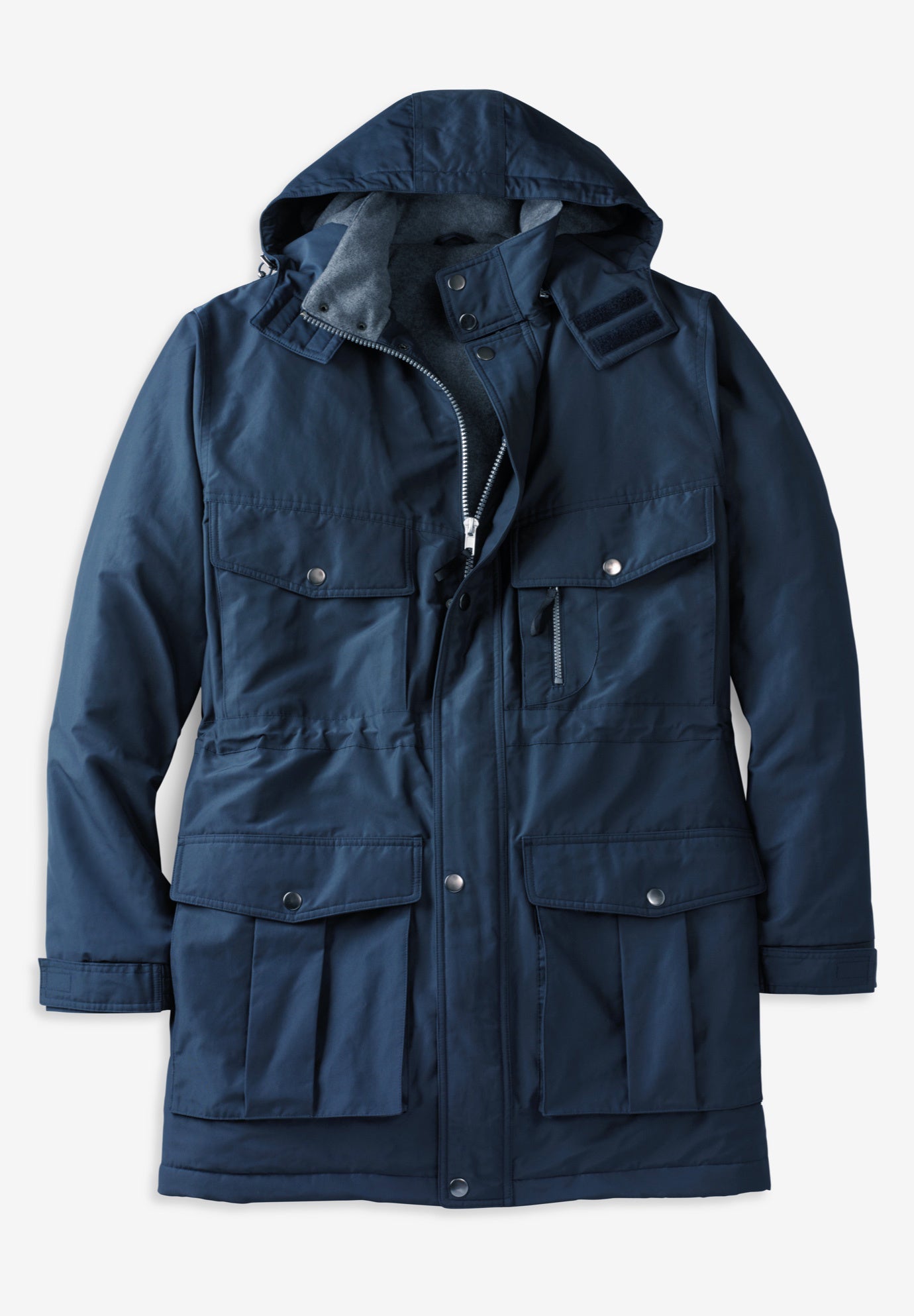 Fleece-Lined Parka with Detachable Hood and 6 Pockets image number 0