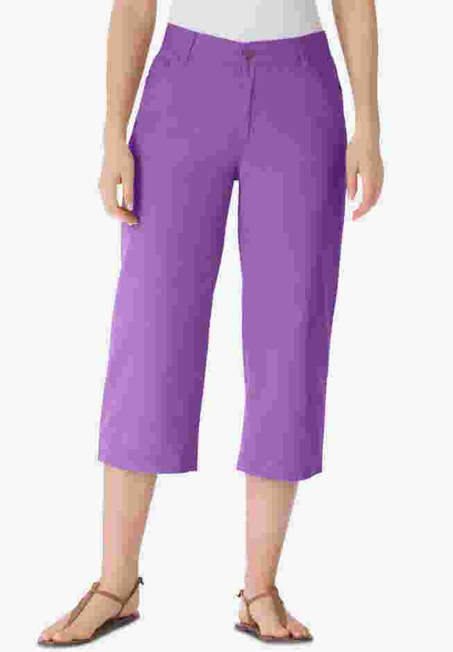 Perfect 5-Pocket Back-Elastic Denim Capri image number 0