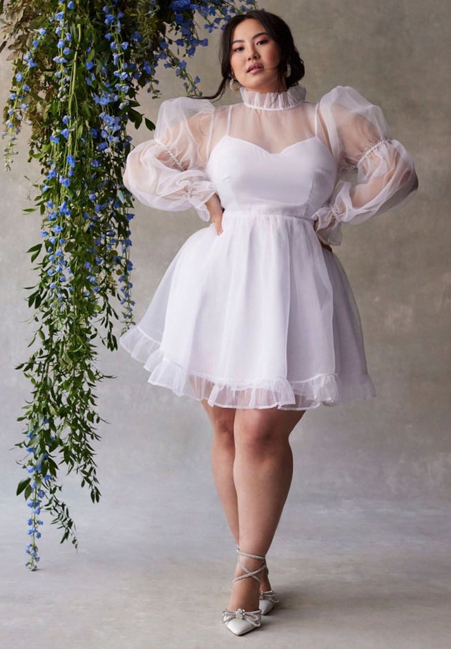 Bridal by ELOQUII Organza Ruffle Mini Dress image number null