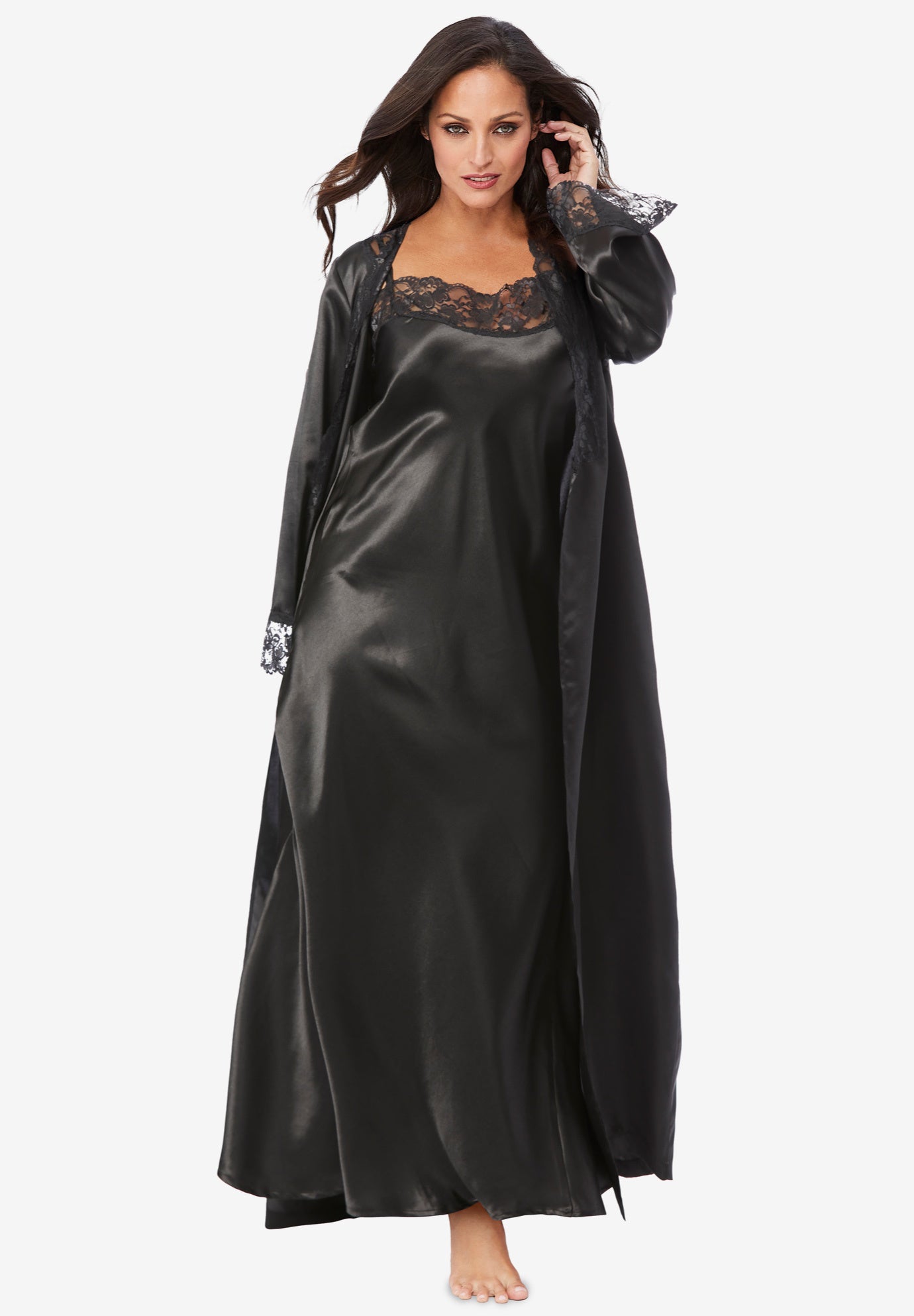 The Luxe Satin Long Peignoir Set image number 0