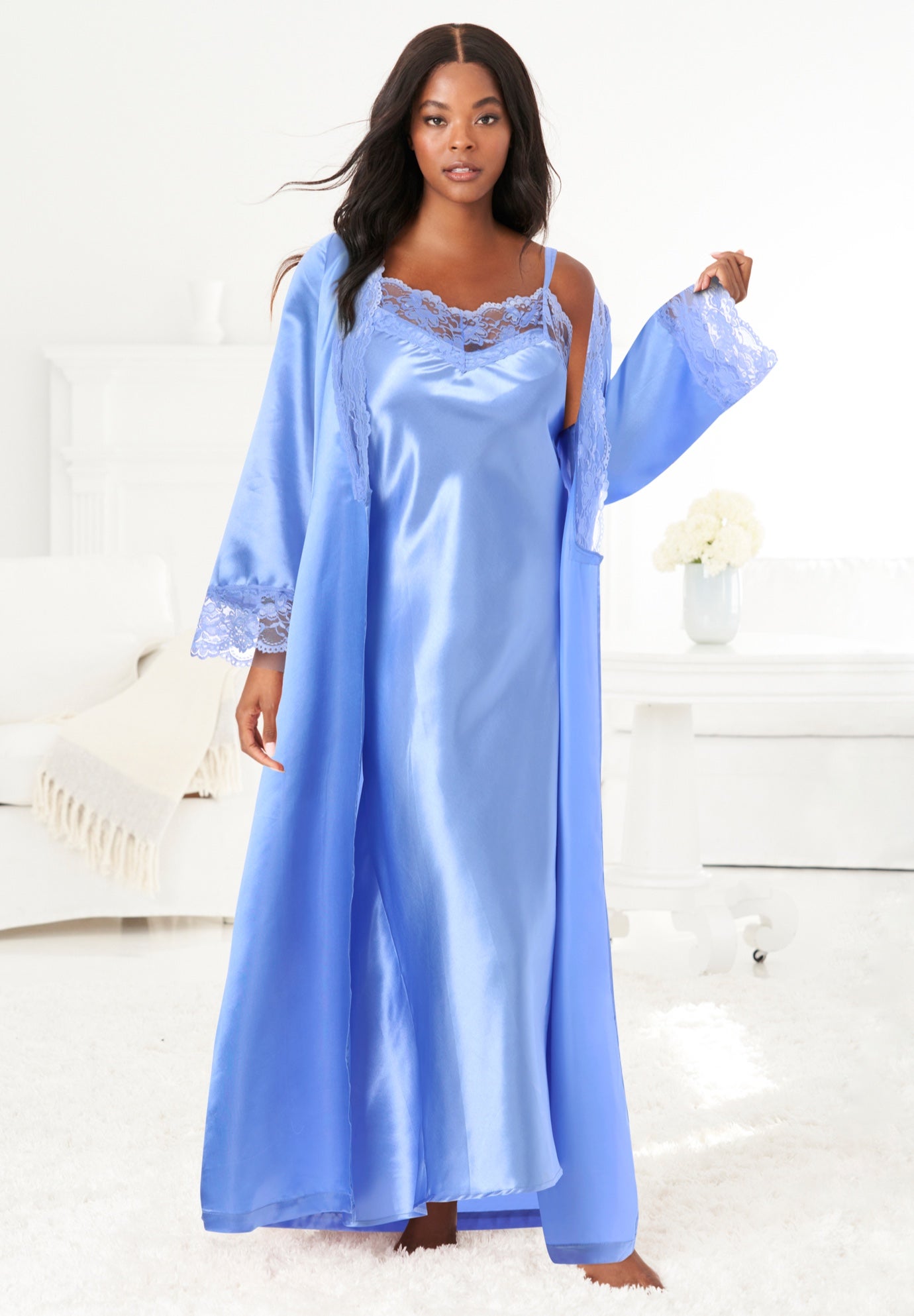 The Luxe Satin Long Peignoir Set image number 7