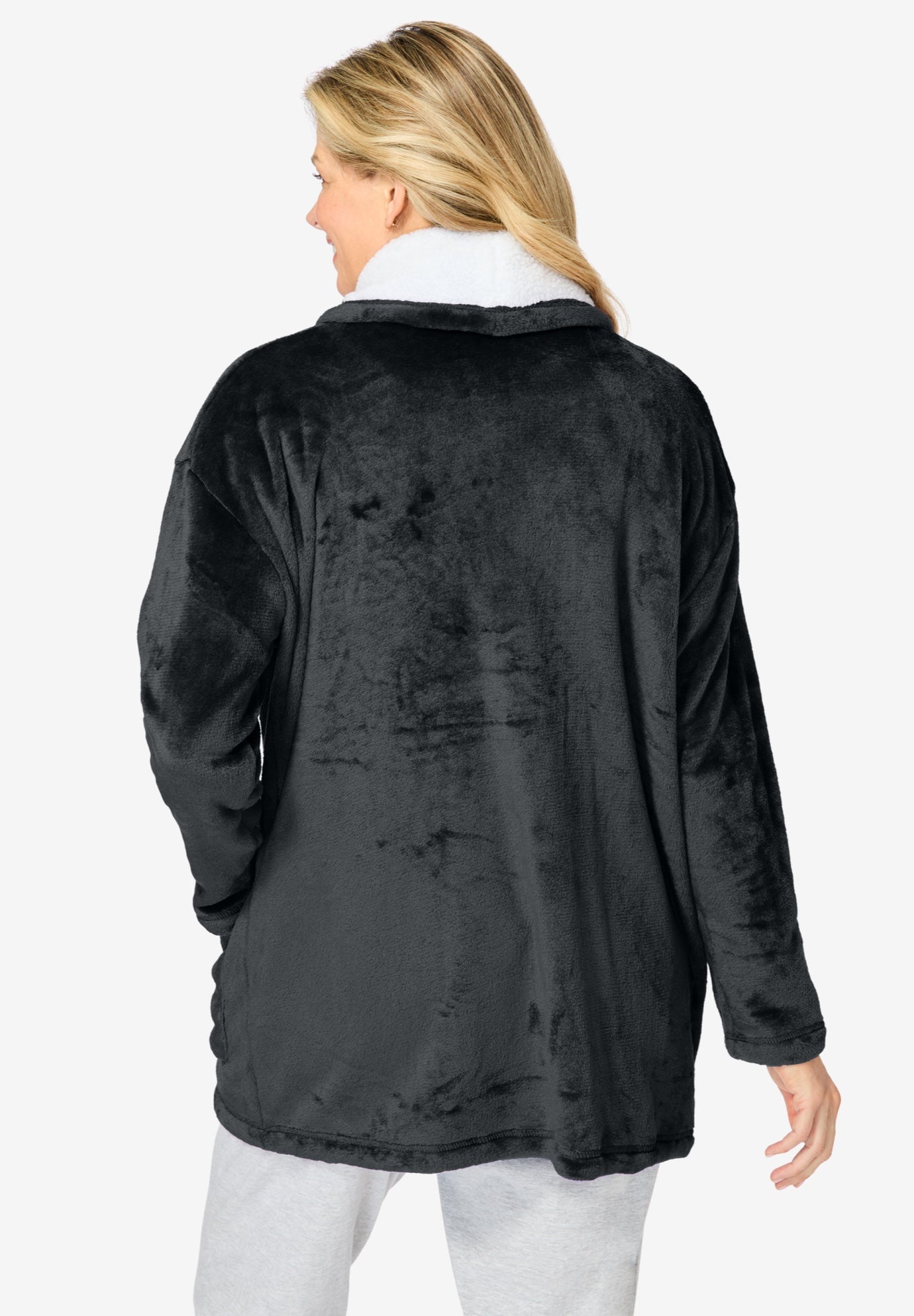 Sherpa-Lined Microfleece Bed Jacket  image number 1
