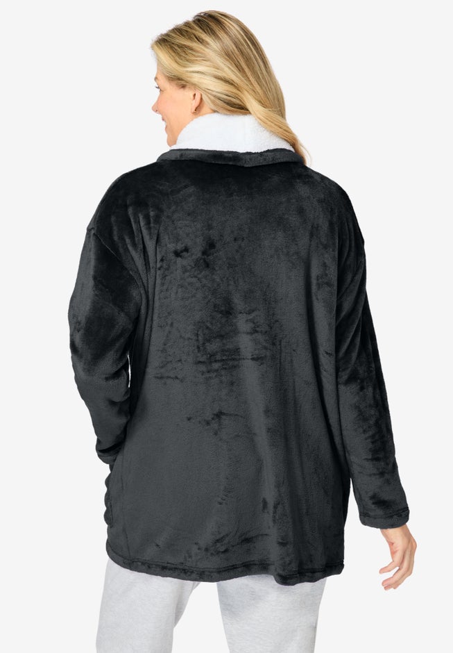 Sherpa-Lined Microfleece Bed Jacket  image number 1